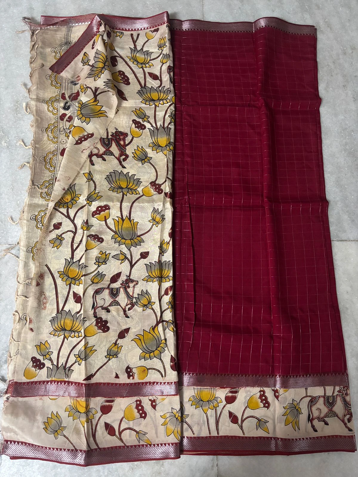 Chennuri Silk checks Gap border Saree